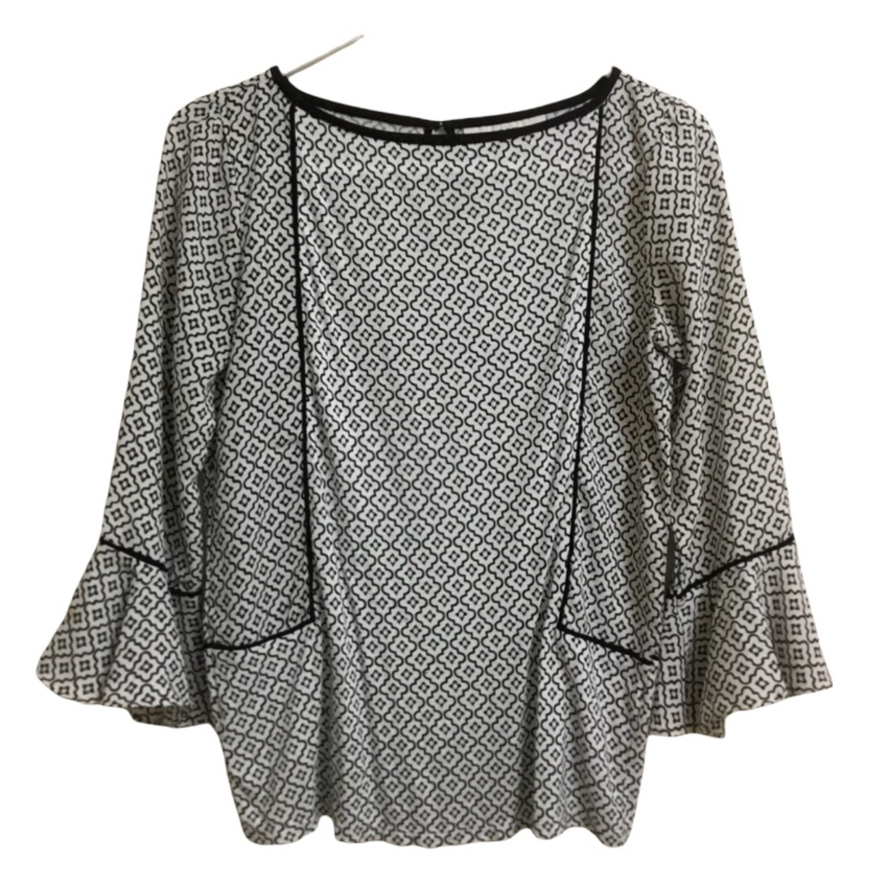 Bishop Sleeve Blouse Black and White top XXSP